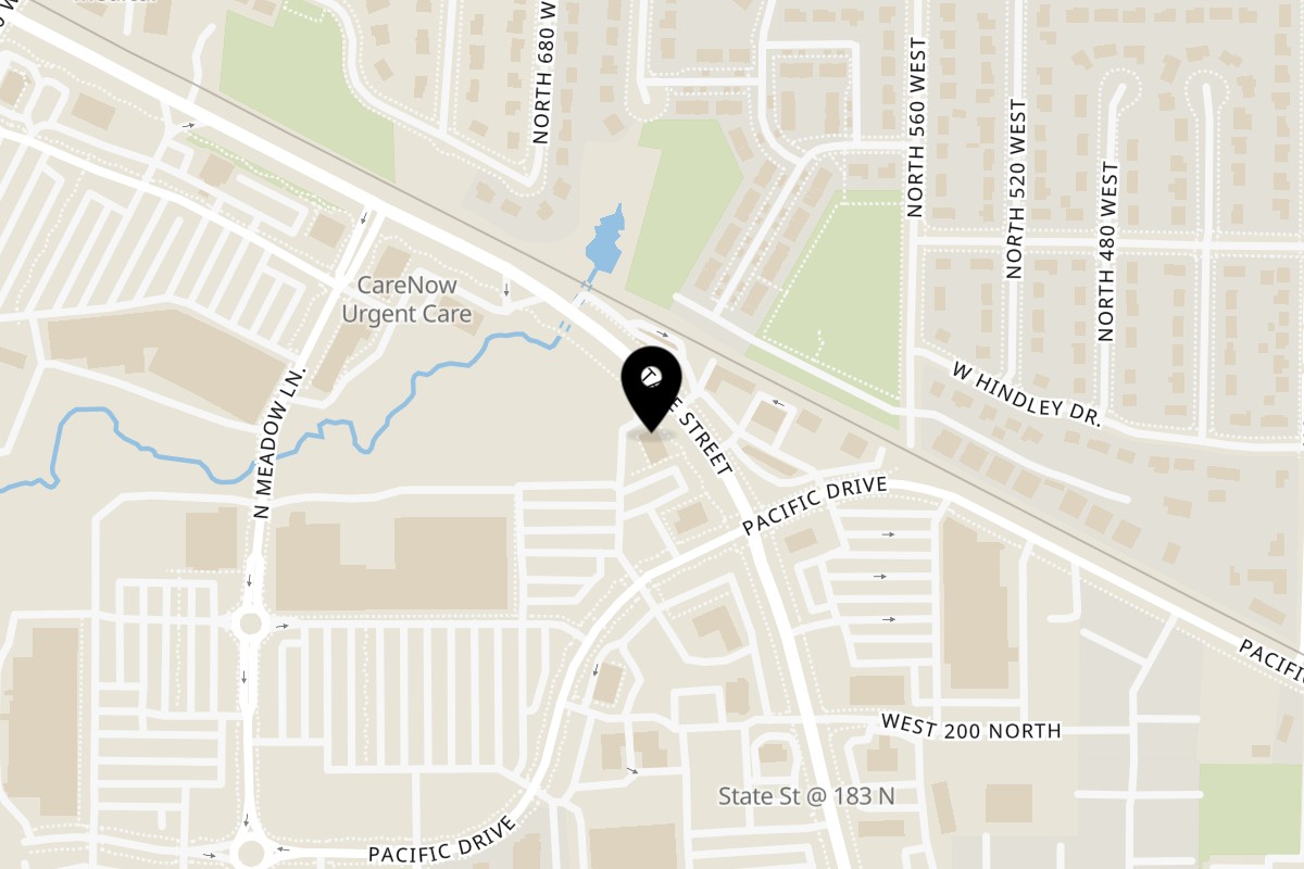 Map showing the location of Box Bite on 323 NW State St Ste C in American Fork